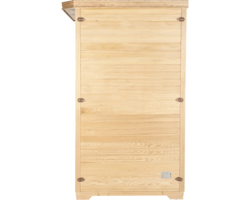 Außenansicht einer Holzsauna mit horizontaler Paneelbauweise