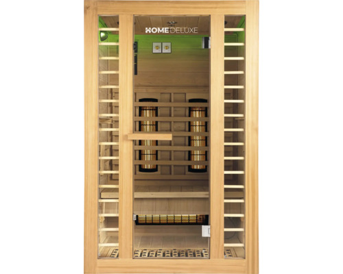 Sauna mit Infrarotstrahlern und Glastür