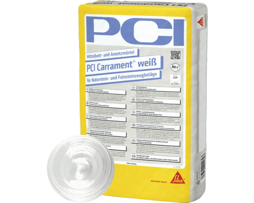 PCI Carrament weiß Mittelbett und Ansetzmörtel Sack für Naturstein und Feinsteinzeugbeläge