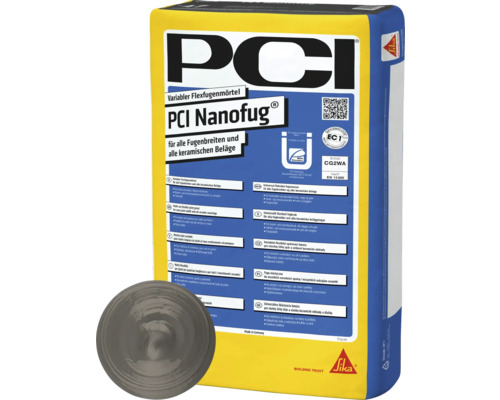 PCI Nanofug® Variabler Flexfugenmörtel für Steingut- und Steinzeugbeläge zementgrau 15 kg PCI Nanofug Flexfugenmörtel Sack mit Fliesenfugenmasse