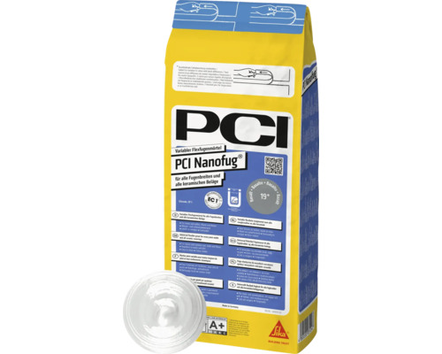 PCI Nanofug® Variabler Flexfugenmörtel für alle Fugenbreiten und alle keramischen Beläge weiß 4 kg PCI Nanofug flexibler Fugenmörtel für alle Fugenbreiten und keramischen Beläge