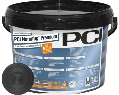PCI Nanofug® Premium Variabler Flexfugenmörtel für alle Fliesen und Natursteine anthrazit 5 kg PCI Nanofug Premium flexibler Fugenmörtel für Fliesen und Natursteine in einem Eimer