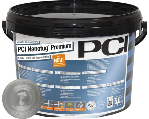PCI Nanofug® Premium Variabler Flexfugenmörtel für alle Fliesen und Natursteine hellgrau 5 kg Eimer PCI Nanofug Premium variabler Flexfugenmörtel für Fliesen und Natursteine