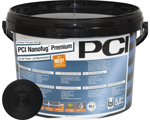 PCI Nanofug® Premium Variabler Flexfugenmörtel für alle Fliesen und Natursteine schwarz 5 kg Eimer PCI Nanofug Premium flexibler Fugenmörtel für Fliesen und Natursteine