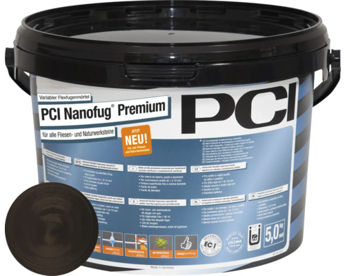 PCI Nanofug® Premium Variabler Flexfugenmörtel für alle Fliesen und Natursteine dunkelbraun 5 kg PCI Nanofug Premium flexibler Fugenmörtel für Fliesen und Natursteine im Eimer
