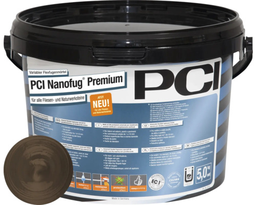 PCI Nanofug® Premium Variabler Flexfugenmörtel für alle Fliesen und Natursteine mittelbraun 5 kg PCI Nanofug Premium flexibler Fugenmörtel für Fliesen und Natursteine