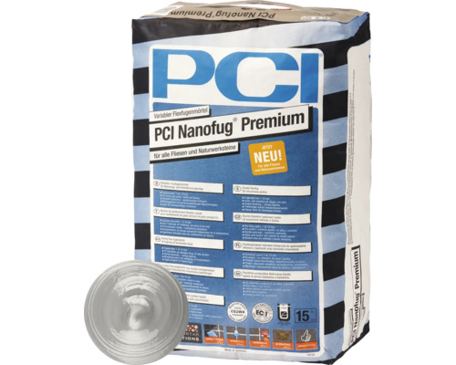PCI Nanofug® Premium Variabler Flexfugenmörtel für alle Fliesen und Natursteine silbergrau 15 kg PCI Nanofug Premium Flexfugenmörtel für Fliesen und Natursteine