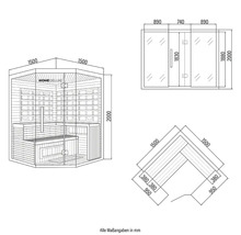 Maßangaben der Home Deluxe Sauna