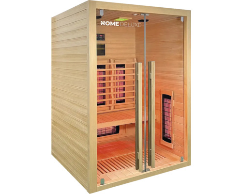 Infrarotsauna mit Glastür und Holzverkleidung
