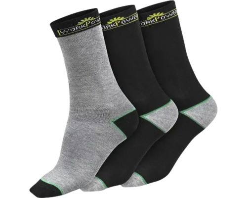 Drei Paar Arbeitsstrümpfe mit verstärkten Zehen und Fersen