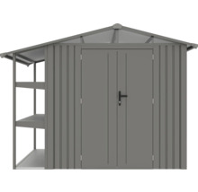 Metall Gerätehaus mit Doppeltür und Regalen