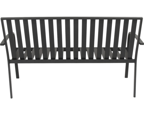 Gartenbank aus Metall mit Armlehnen und Rückenlehne