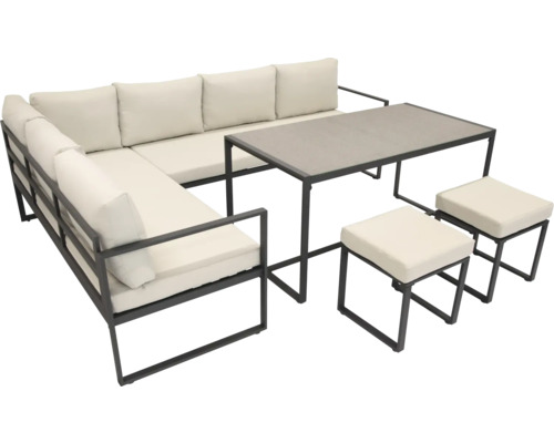 Gartenmöbelset mit Sofa, Tisch und Hockern