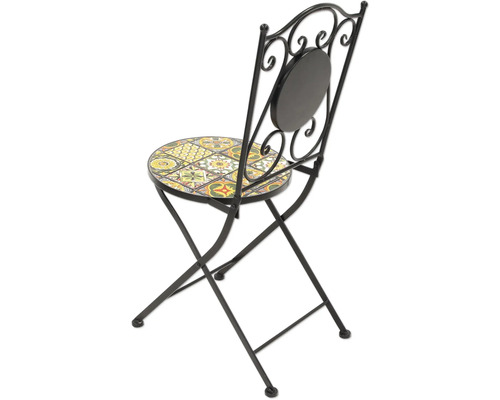 Klappstuhl aus Metall mit Mosaiksitz