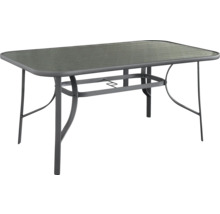 Rechteckiger Gartentisch mit Glasplatte und Metallgestell