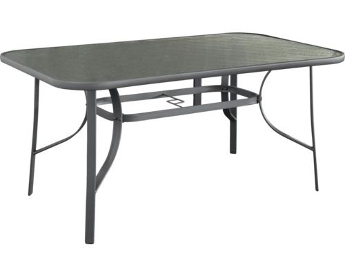 Rechteckiger Gartentisch mit Glasplatte und Metallgestell