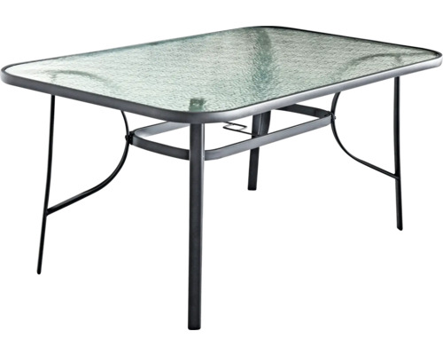 Gartentisch mit Glasplatte und Metallgestell