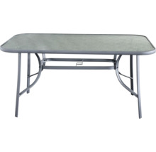 Gartentisch mit Glasplatte und Metallgestell