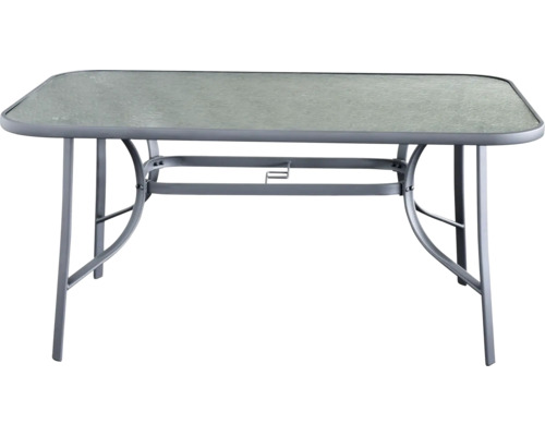 Gartentisch mit Glasplatte und Metallgestell