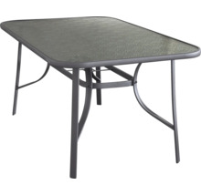 Rechteckiger Gartentisch mit Glasplatte und Metallgestell