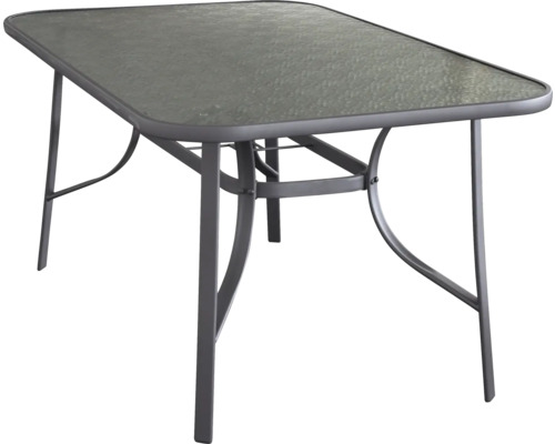 Rechteckiger Gartentisch mit Glasplatte und Metallgestell