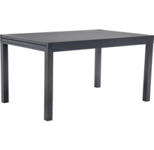 Rechteckiger Gartentisch mit Glasplatte und vier Beinen