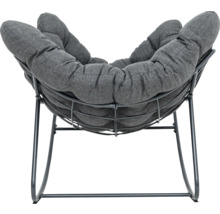 Grauer Loungesessel mit Metallgestell und gepolsterter Sitzfläche