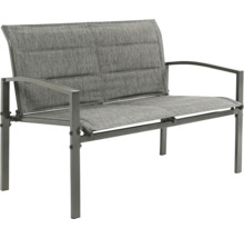 Gartenbank für zwei Personen mit Textilsitzfläche und Rückenlehne