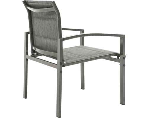 Gartenstuhl mit Armlehnen aus Metall und Textilbespannung