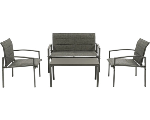 Gartenmöbelset mit Tisch, Zweisitzerbank und zwei Stühlen
