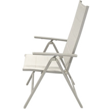 Gartensessel aus Stoff und Metall mit Armlehnen