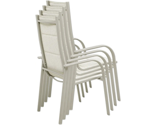 Stapelbare Gartenstühle aus Metall mit Armlehnen