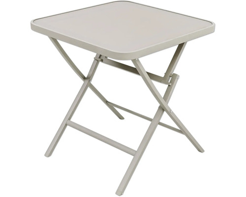 Klapptisch mit quadratischer Tischplatte und Metallgestell