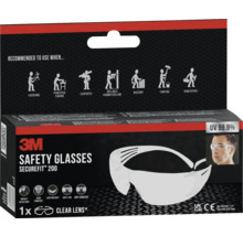 3M SecureFit 200 Schutzbrille im Karton, empfohlen für Gartenarbeit, Schleifen, Tischlerarbeiten, Bohren, Mauern, Malen und Heimwerken.