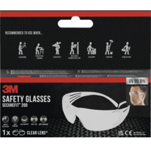 3M Schutzbrille Securefit 200, empfohlen für Gartenarbeit, Schleifen mit Elektrowerkzeugen, Tischlerarbeiten, Bohren und Hammerbohren, Maurerarbeiten, Malen und Reparaturarbeiten