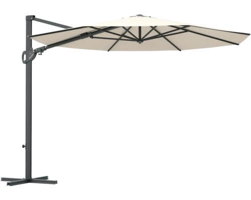 Sonnenschirm Ampelschirm Soluna Ø 300 cm Polyester (PES) ecru Freiarm-Sonnenschirm mit Fußkreuz