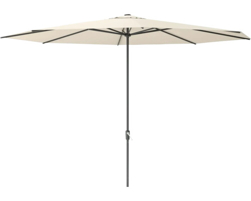 Mittelstockschirm SOLUNA Nancy Ø 400 cm ecru mit UV-Schutz 80, wasserabweisende Polyesterbespannung, leichte Aufspannung per Kurbel Gartenschirm für den Aussenbereich