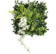 Künstliches Pflanzenpaneel mit Farn und weißen Blüten