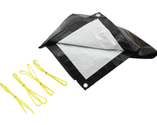 Abdeckplane mit Ösen und Befestigungsseilen