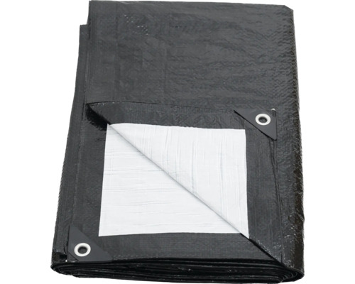 Schwarze Abdeckplane mit Ösen an den Ecken