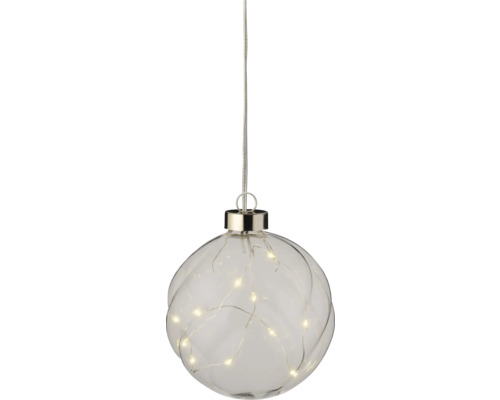 Weihnachtsdeko Lumineo LED Kugel Ø 10 cm 10 mico-LEDs warmweis assorti Dekorative Glaskugel mit LED-Beleuchtung zum Aufhängen