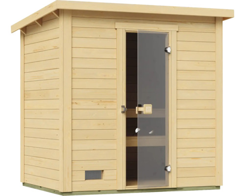 Holzsauna mit Glastür für den Garten