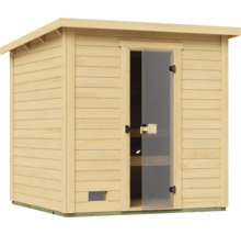 Holzsauna mit Glastür