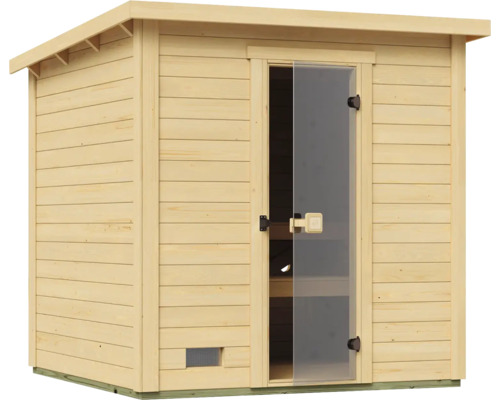 Holzsauna mit Glastür