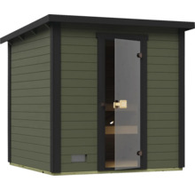 Außensauna mit Glastür