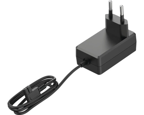 Schwarzes Netzteil mit Kabel und Stecker
