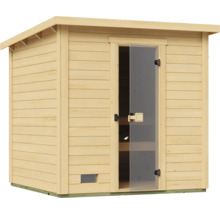 Holzsauna mit Glastür