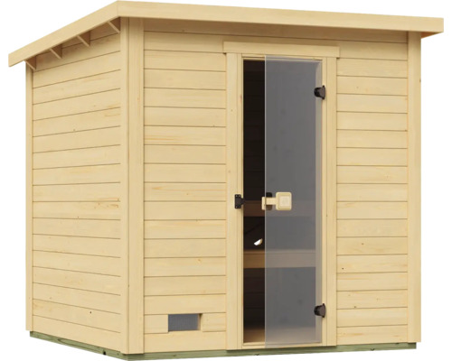 Holzsauna mit Glastür