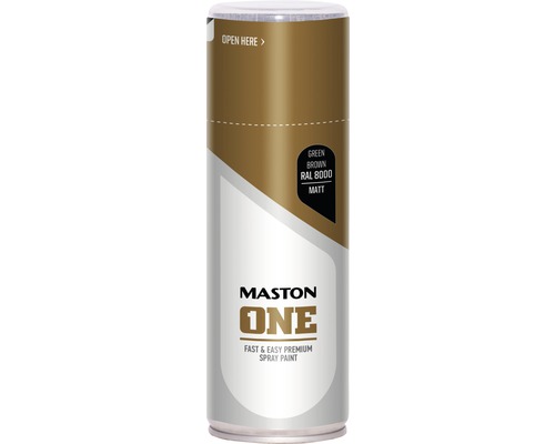 Maston ONE Sprühlack matt RAL 8000 Green Brown 400 ml Sprühfarbe in Grünbraun RAL 8000 matt von Maston