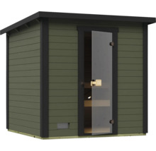 Außensauna mit Glastür